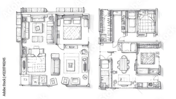 Obraz Detailed Floor Plan of a Modern Studio Apartment