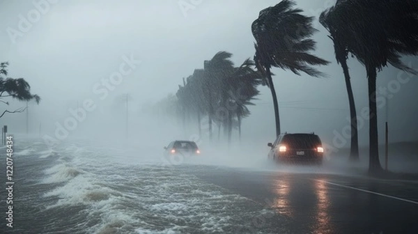 Obraz storm with heavy rain and strong winds