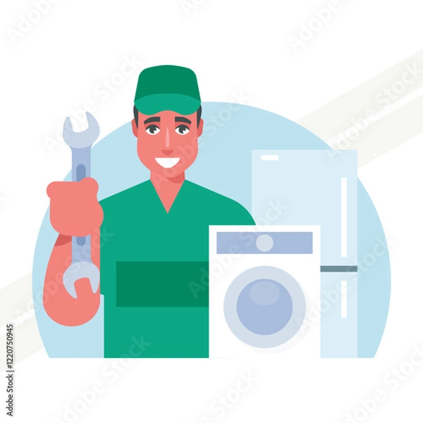 Obraz An illustration representing household appliance repair service symbolizing maintenance and fixing