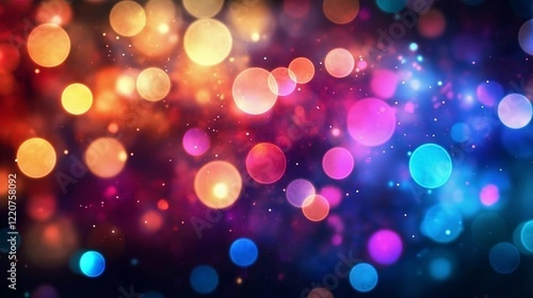 Fototapeta Colorful bokeh lights creating a vivid and festive abstract background with a dreamy glow