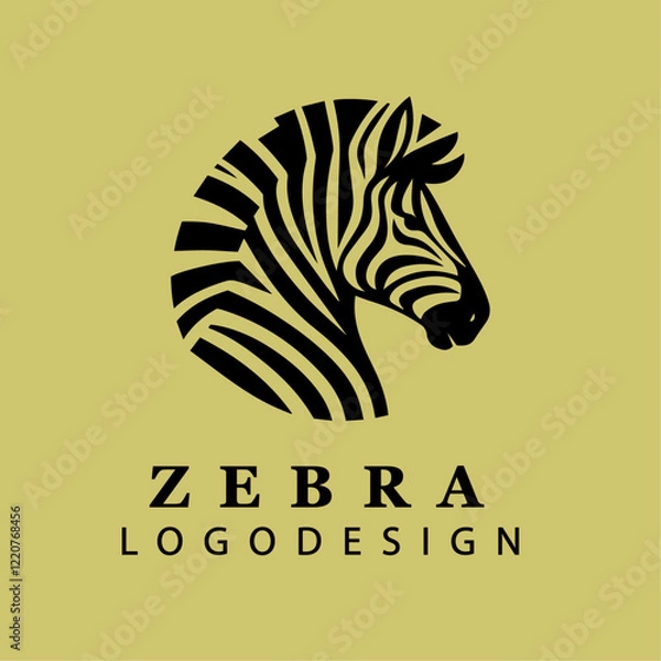 Fototapeta "Modern Zebra Logo Icon with Black and White Striped Pattern for Branding and Wildlife-Themed Businesses in Vector Art Style"
