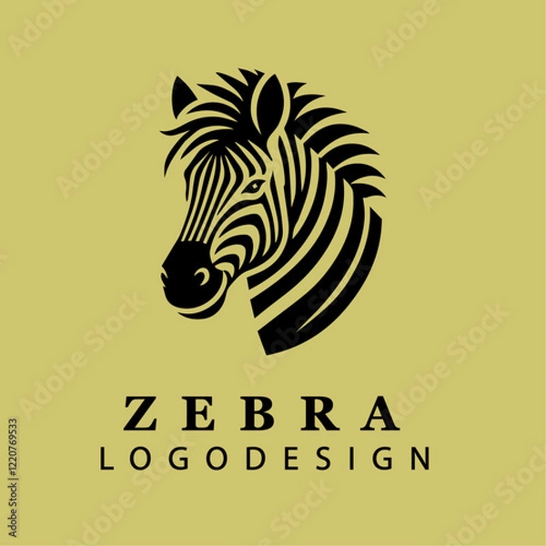 Fototapeta "Modern Zebra Logo Icon with Black and White Striped Pattern for Branding and Wildlife-Themed Businesses in Vector Art Style"
