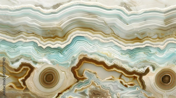 Obraz A close-up view of layered agate stone showcasing intricate patterns and colors.