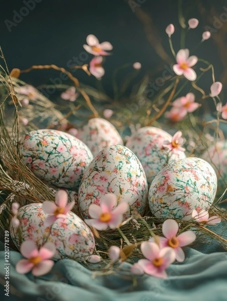 Obraz easter egg arrangement decoration, Generative AI