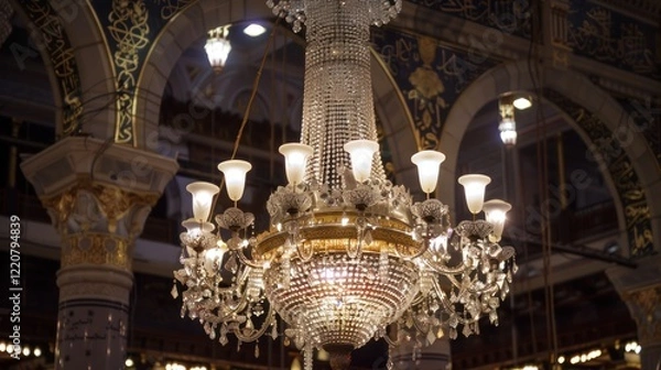 Fototapeta Elegant Crystal Chandelier in a Mosque