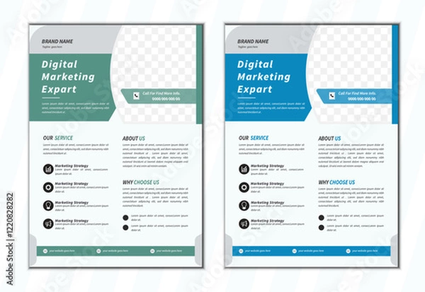 Obraz a bundle of 2 templates of different colors a4 flyer template. business flyer template design set with different colors. modern business flyer template, creative professional editable vector template 