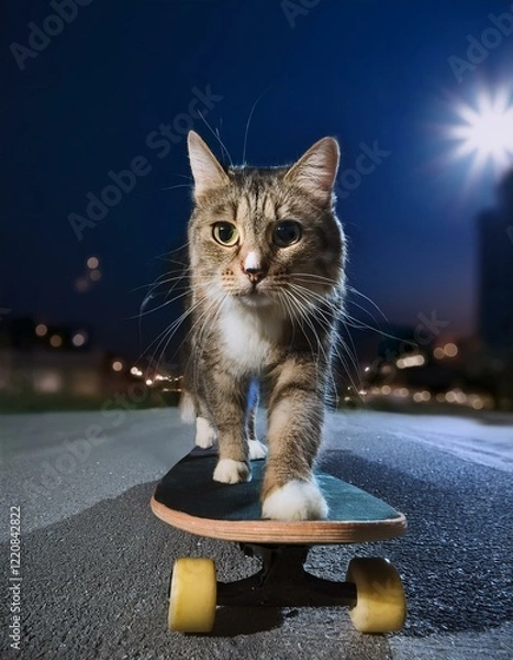 Obraz cat on skateboard