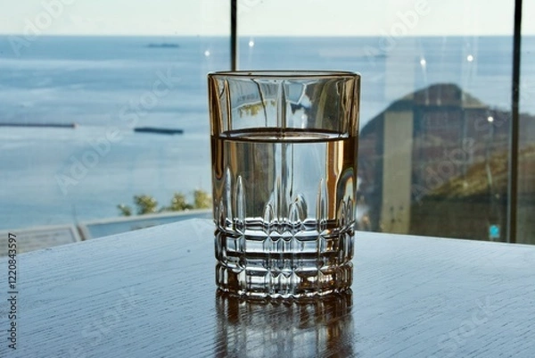 Obraz 海の見えるカフェでのコップ
