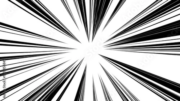 Obraz 黒色　細い放射線　衝撃　飛び出し
