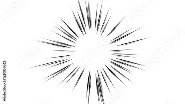 Obraz 黒色　細い放射線　衝撃　飛び出し