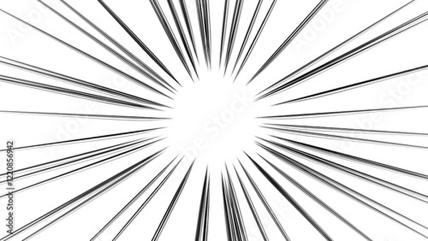 Obraz 黒色　細い放射線　衝撃　飛び出し