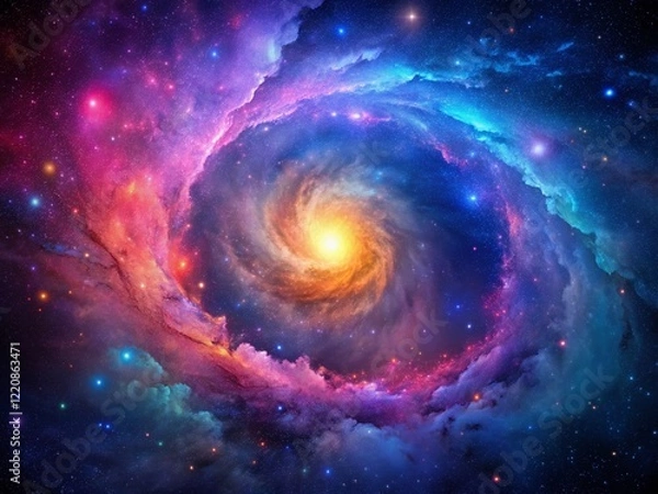 Fototapeta Minimalist Cosmic Nebula: Vibrant Colors & Celestial Dust