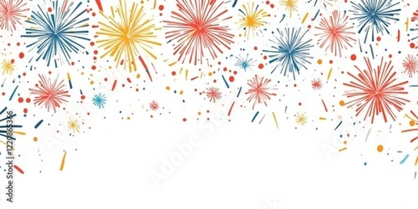 Fototapeta A vibrant collection of colorful fireworks is soaring in the night sky