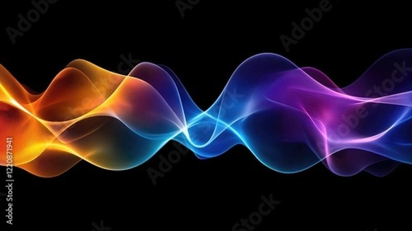 Fototapeta A colorful explosion of soft waves flowing across the frame, creating a visual representation of sound