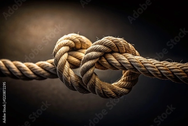 Fototapeta Minimalist Rope Loop Photography: Dark Background, Simple Knot