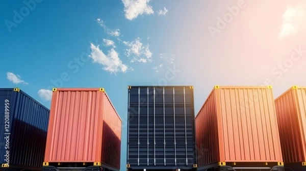 Fototapeta Solar-powered networks transforming logistics solutions globally across renewable freight hubs globally