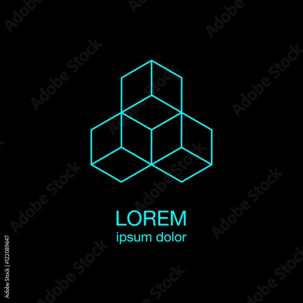 Fototapeta simple cubes logo design concept, vector logo template