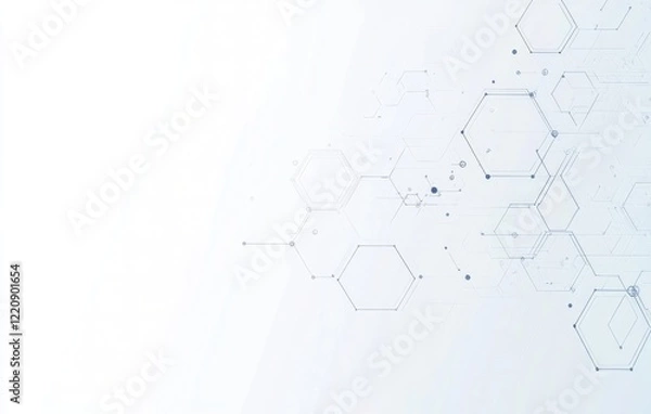 Fototapeta Abstract white background with a hexagonal pattern for a technology and science concept, 3D rendering