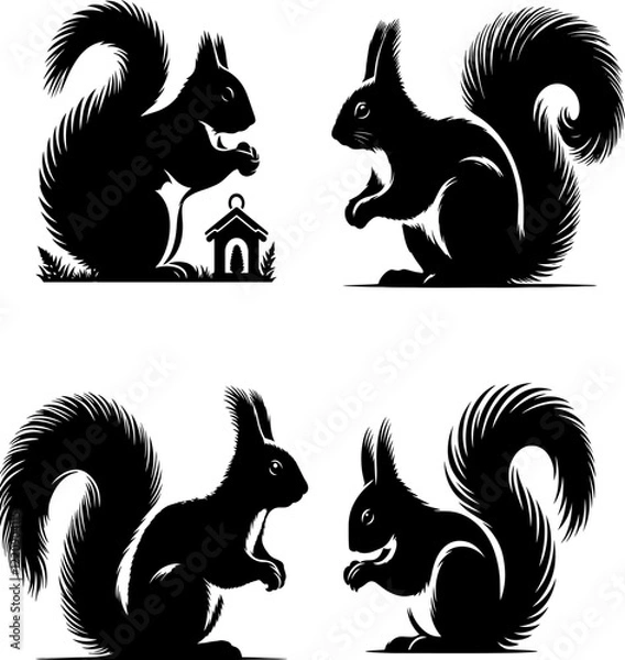Obraz siquirrel ,siquirrel set, siquirrel silhouette set