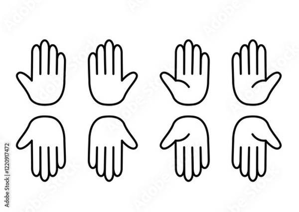 Obraz 手のひらの白黒イラストセット