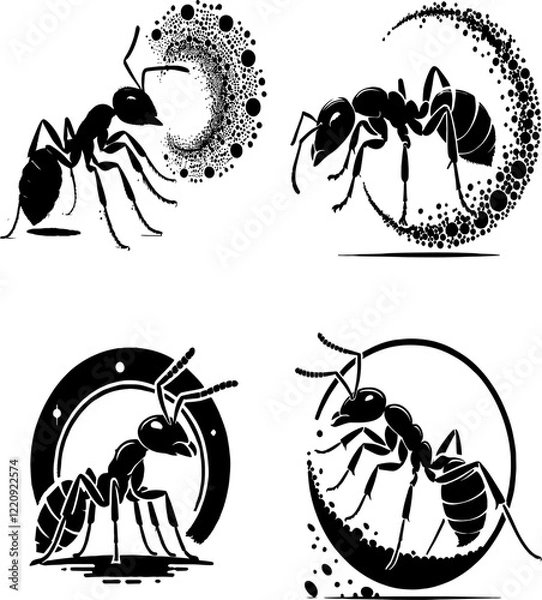 Obraz ant, ant silhouette, ant silhouette set