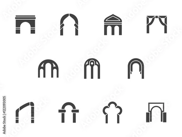 Fototapeta Architecture element black monochrome vector icons
