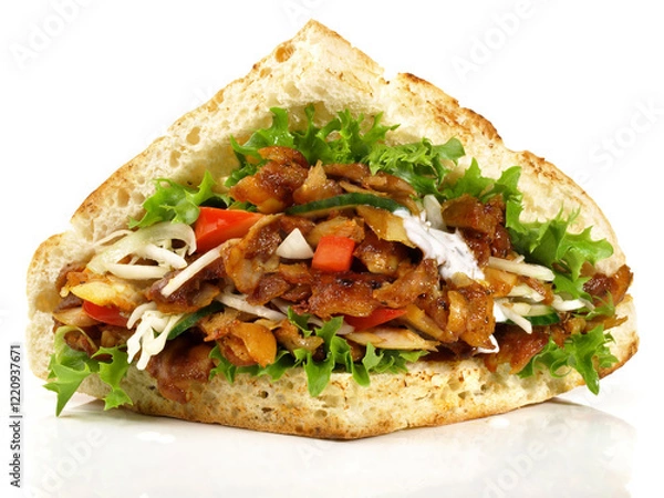 Obraz Kebab Sandwich on white Background