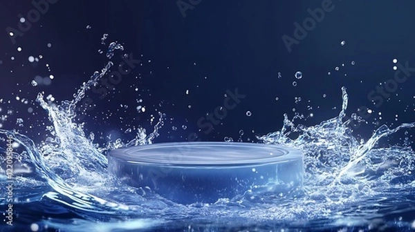 Obraz Water splashes around a stage, product placement use