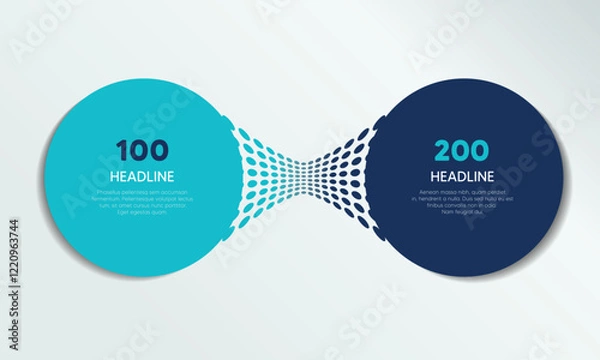 Fototapeta 2 elements scheme, diagram. Two connected circles. Infographic template.