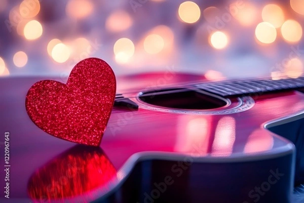 Obraz Glitter Heart on Guitar
