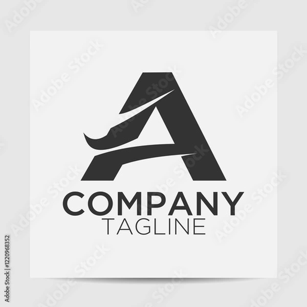 Obraz minimalist letter A logo with a dynamic, modern design, perfect for technology, sports, and speed-themed brands. This versatile design can be used as a logo, icon, or graphic element.