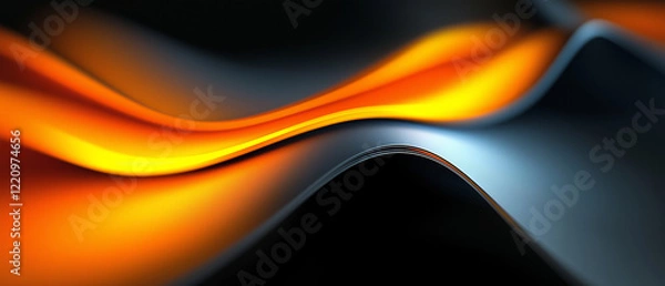 Obraz Abstract Flowing Waves with Vibrant Orange and Black Gradient for Modern Futuristic Digital Art Design
