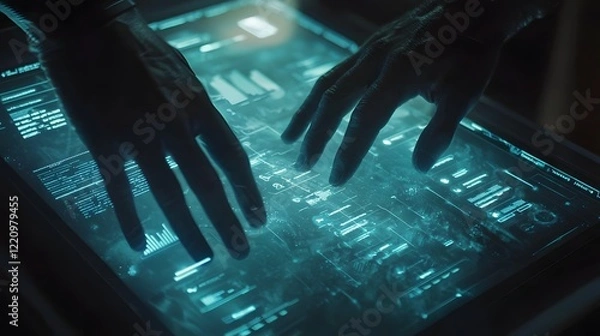 Fototapeta Futuristic Project Management Interface with Holographic Task Organization and Progress Indicators