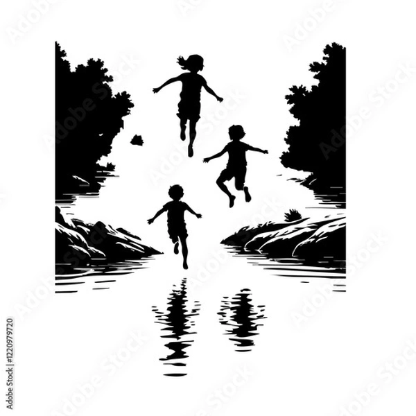 Obraz Kids Participating in Forest Cleanup