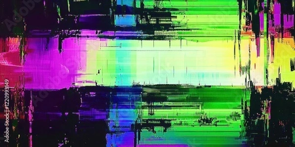 Fototapeta Colorful, pixelated image with a green stripe