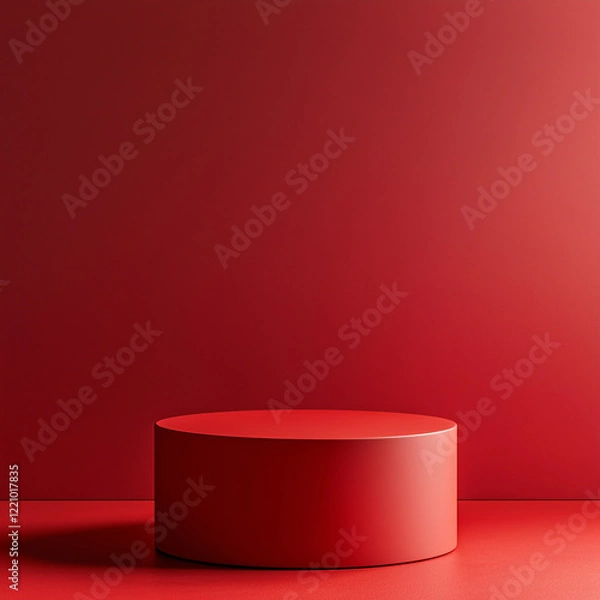 Fototapeta Red podium for product presentation with a clean and vibrant design