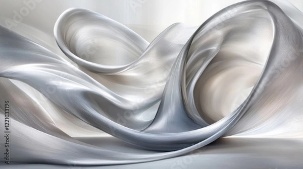Fototapeta Abstract Silver Swirling Fabric Composition: Elegant and Flowing Design