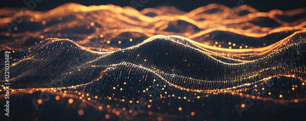 Fototapeta Abstract futuristic waves with glowing lines