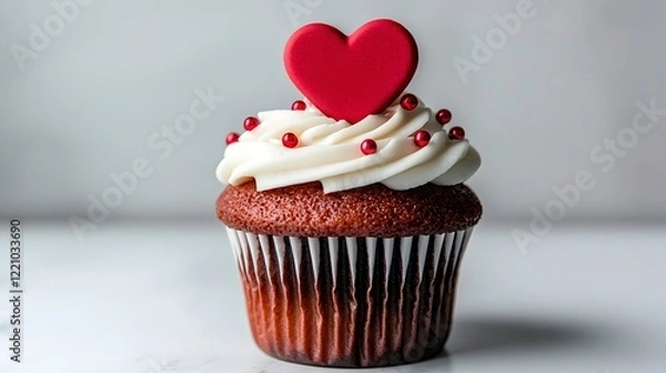 Obraz Delicious Cupcake with Heart Decoration