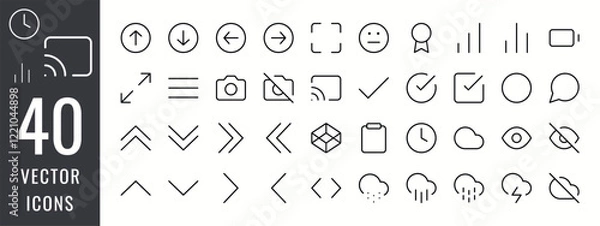 Fototapeta Digital network icon set. Line icons about social media, Contains, network, digital marketing, internet and more. Editable vector stroke icon for others design
