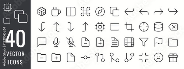 Fototapeta Digital network icon set. Line icons about social media, Contains, network, digital marketing, internet and more. Editable vector stroke icon for others design