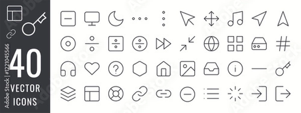 Fototapeta Digital network icon set. Line icons about social media, Contains, network, digital marketing, internet and more. Editable vector stroke icon for others design