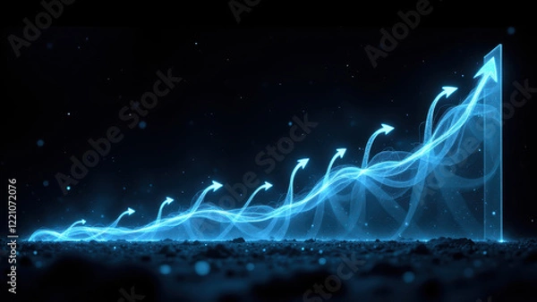 Fototapeta This is a digital artwork depicting an upward trend for sustainability with a focus on ecology, utilizing blue energy lines.