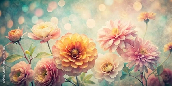 Fototapeta Vintage Floral Abstract Background with Copy Space - Retro Style Texture