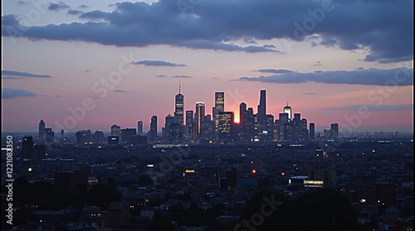 Fototapeta Stunning City Skyline at Twilight