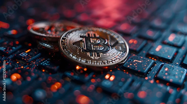 Obraz abstraction many Bitcoin token chart formulas