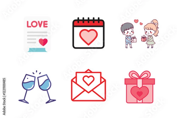 Obraz Romantic Valentine's Day Icons Collection