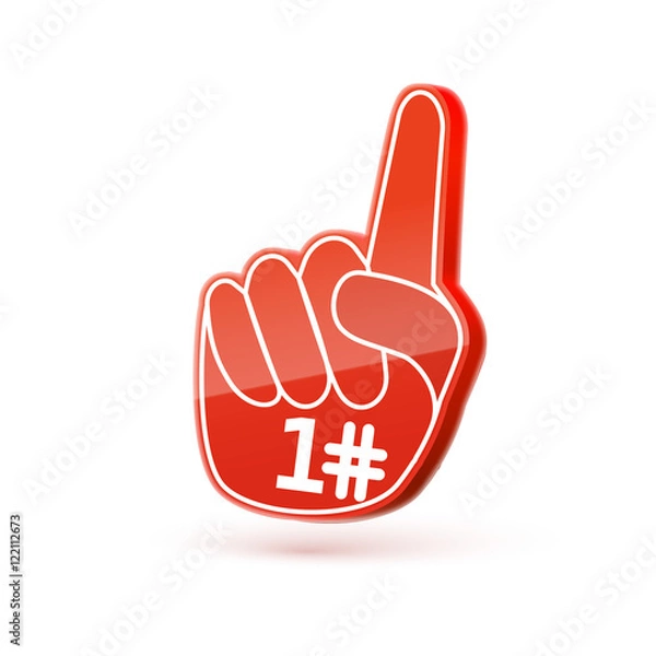 Fototapeta glove number one isolated on white realistic 3d vector icon