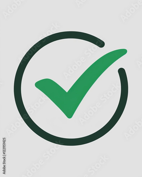 Fototapeta Simple green check mark design on white background