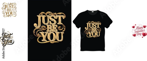 Obraz Motivational Quote "Just Be You" Typography Design - Gold Calligraphy for T-Shirts, Posters, and Social Media